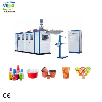 Fully Automatic Plastic Thermoforming Machine for Disposable Cups with 4100*1500*2200mm Dimensions and 60-70L/min Water Consumption